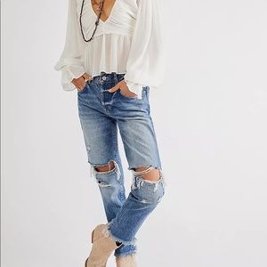 Free People Blue Good Time Relaxed Skinny Jean 30